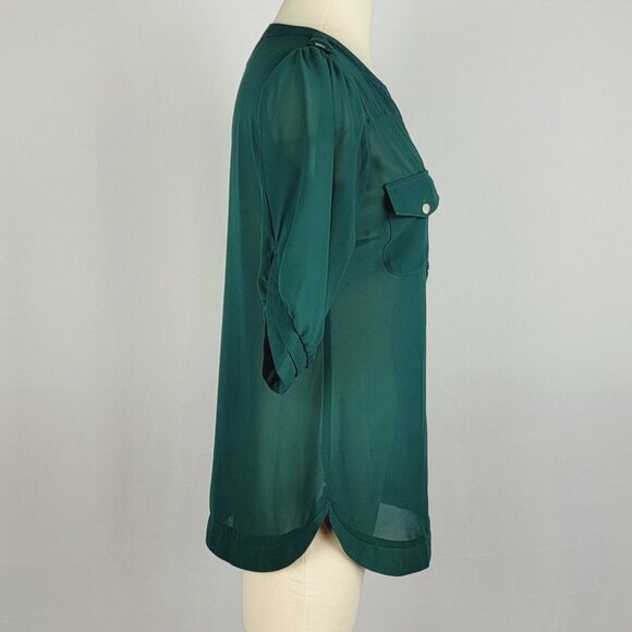 Angie Womens Sheer Tunic Blouse Small Green Career Ethereal Layer Goblin… - Picture 5 of 16